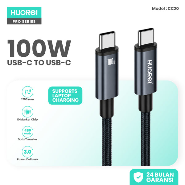 HUOREI CC20 Pro USB-C to USB-C Cable 100W PD 3.0 E-Marker
