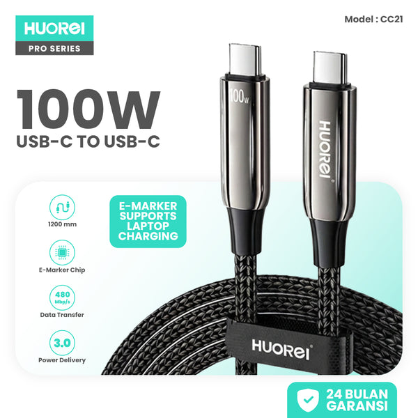 HUOREI CC21 Pro USB-C to USB-C Cable 100W PD 3.0 E-Marker