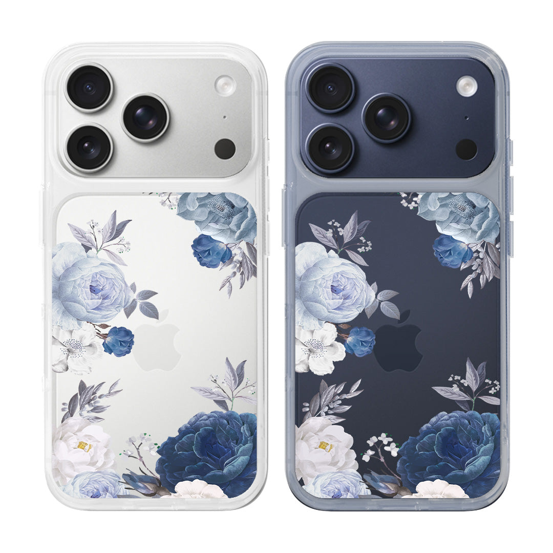 [Ready] Cassion Blue Flowers for Samsung Hybrid Crystal Case Samsung A35