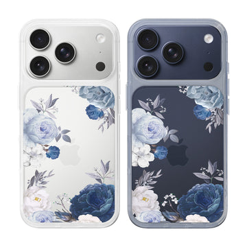 [Ready] Cassion Blue Flowers for Samsung Hybrid Crystal Case Samsung A35