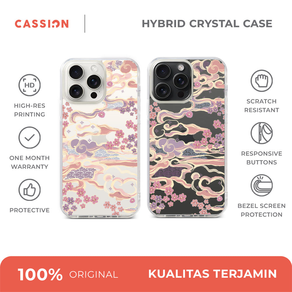 Cloudy Flower Hybrid Crystal Case - iPhone 15