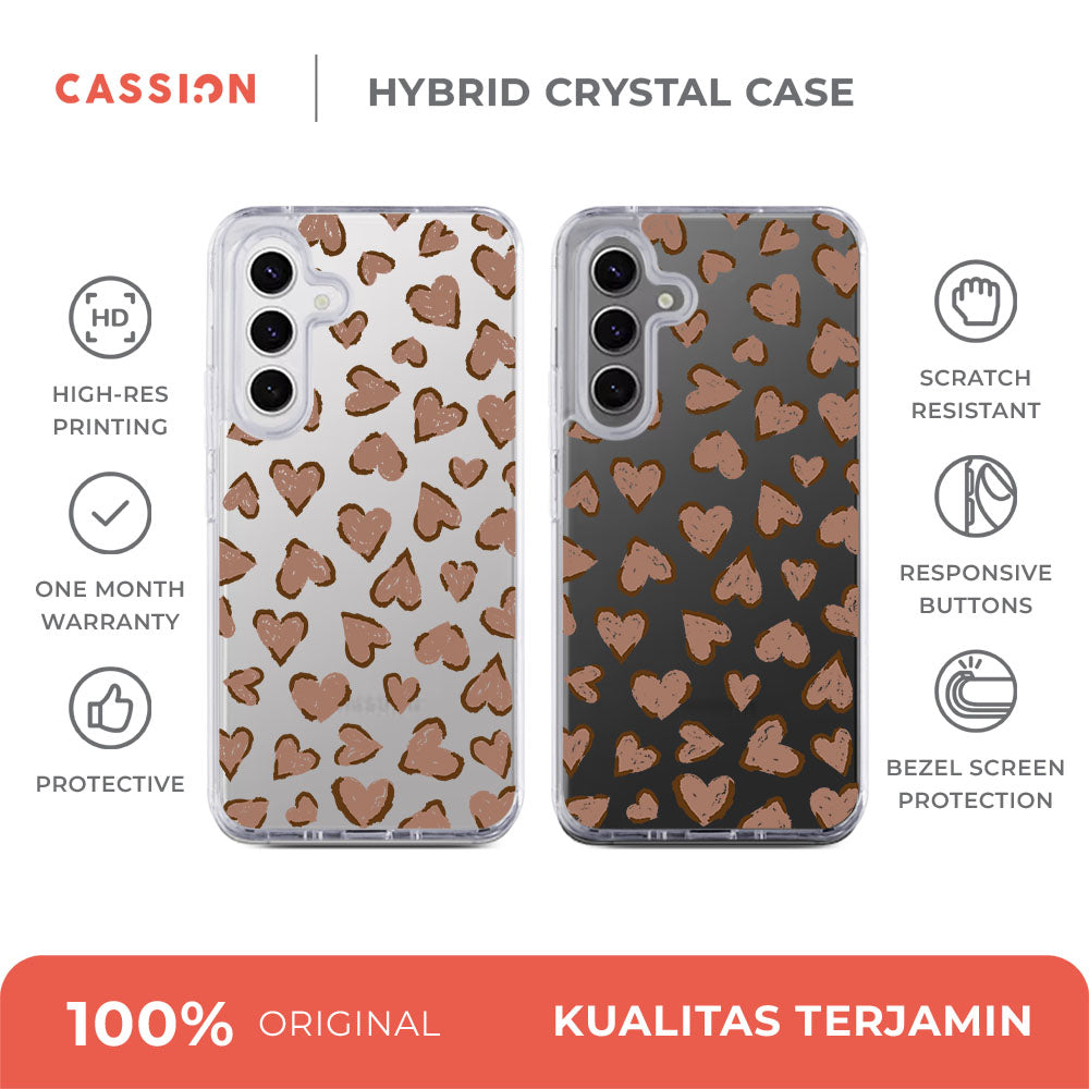 Cocoa Heartbeat Hybrid Crystal Case - Samsung S25 Ultra / Glitter Clear