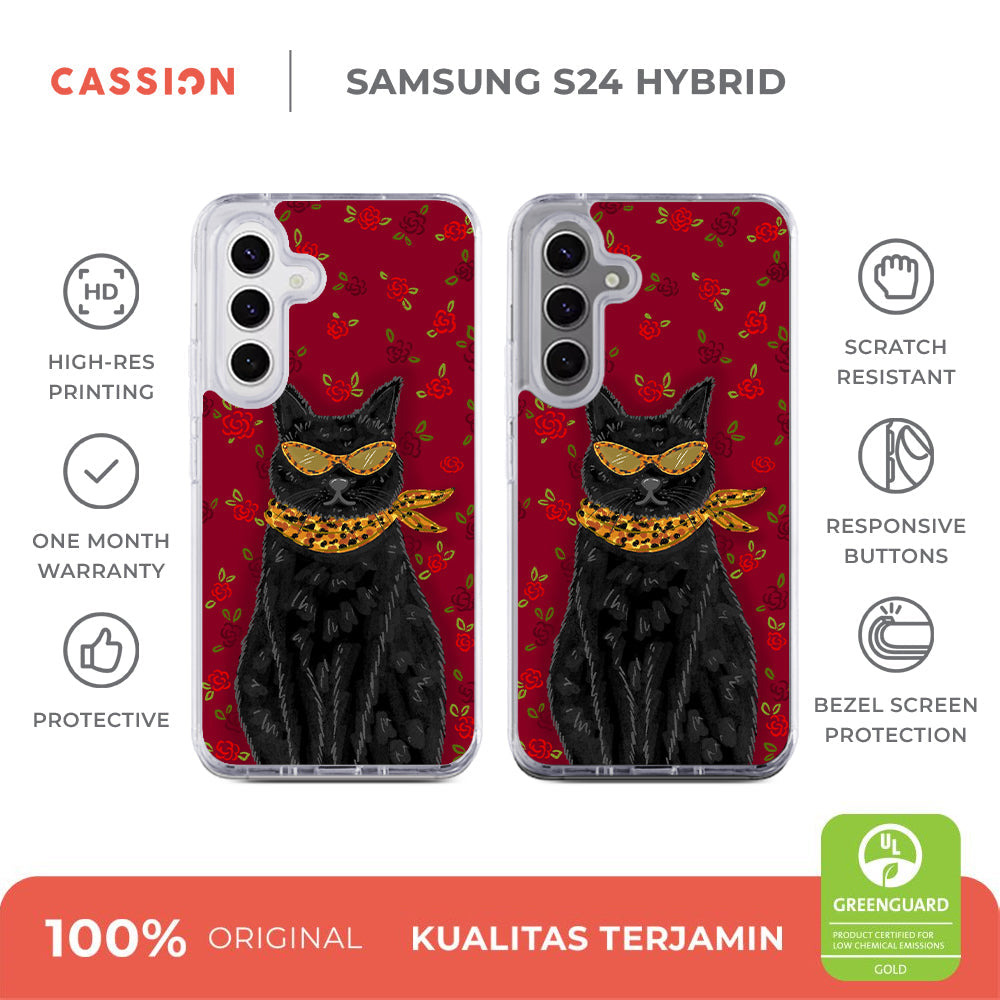 Fashionable Black Cat Hybrid Crystal Case - Samsung S24 FE