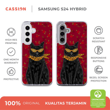 Fashionable Black Cat Hybrid Crystal Case - Samsung S24 FE
