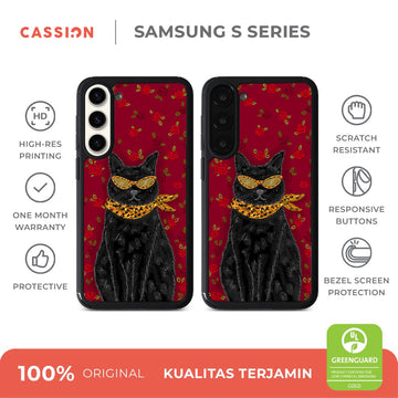 Fashionable Black Cat Hybrid Rubber Case V5 - Samsung S24 FE / Black