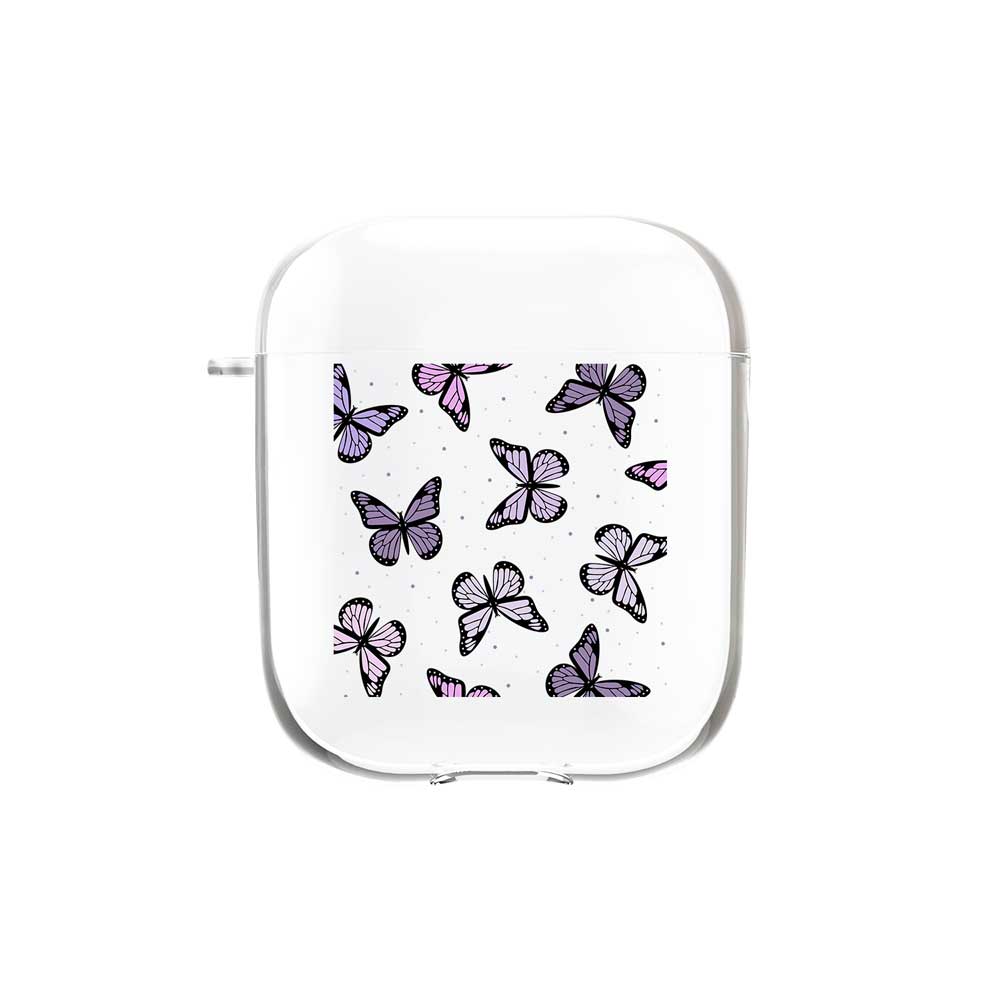 Lilac Color Palette Butterflies Airpods or Earbuds Case Earbuds Liquid Crystal Case - Samsung Buds 2 or Pro or Live / Clear
