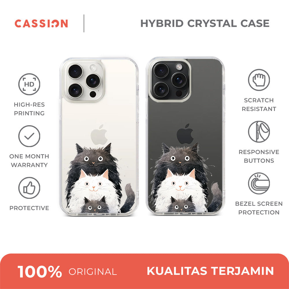 Stacked Purrs Hybrid Crystal Case - iPhone 13