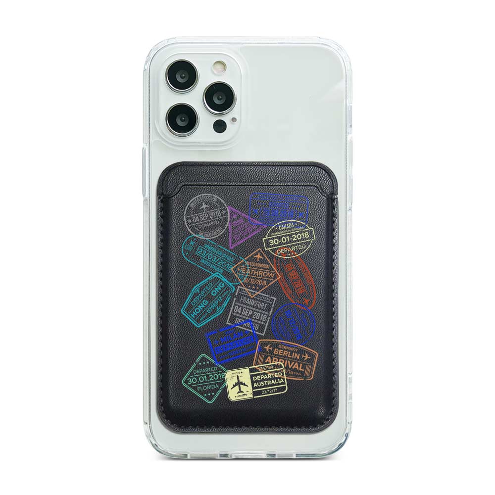 Stamp Of Treveller Magnetic Pocket Wallet Pocket Wallet Magnetic - Black