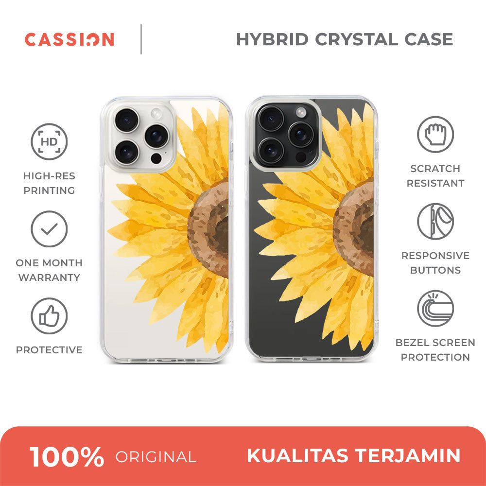 Sunflower Watercolor Hybrid Crystal Case - iPhone 15