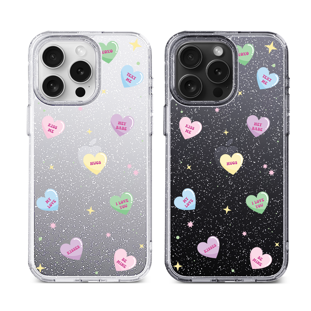 [Ready] Sweet Sentiments Hybrid Crystal Case iPhone 15 Pro Max / Glitter Clear