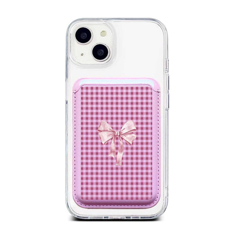 Pink Gingham Magnetic Pocket Wallet