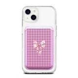 Pink Gingham Magnetic Pocket Wallet