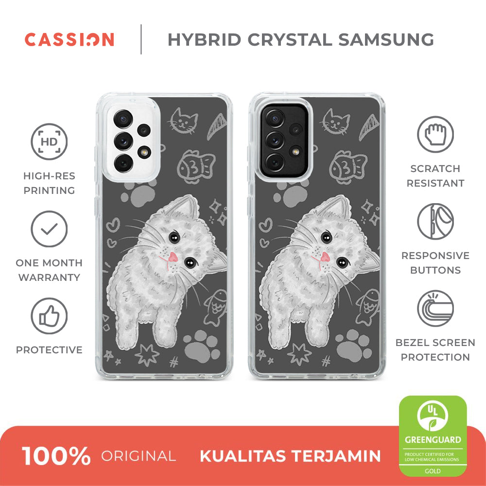 White Kitten Hybrid Crystal Case - Samsung A55