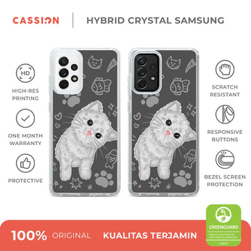 White Kitten Hybrid Crystal Case - Samsung A55
