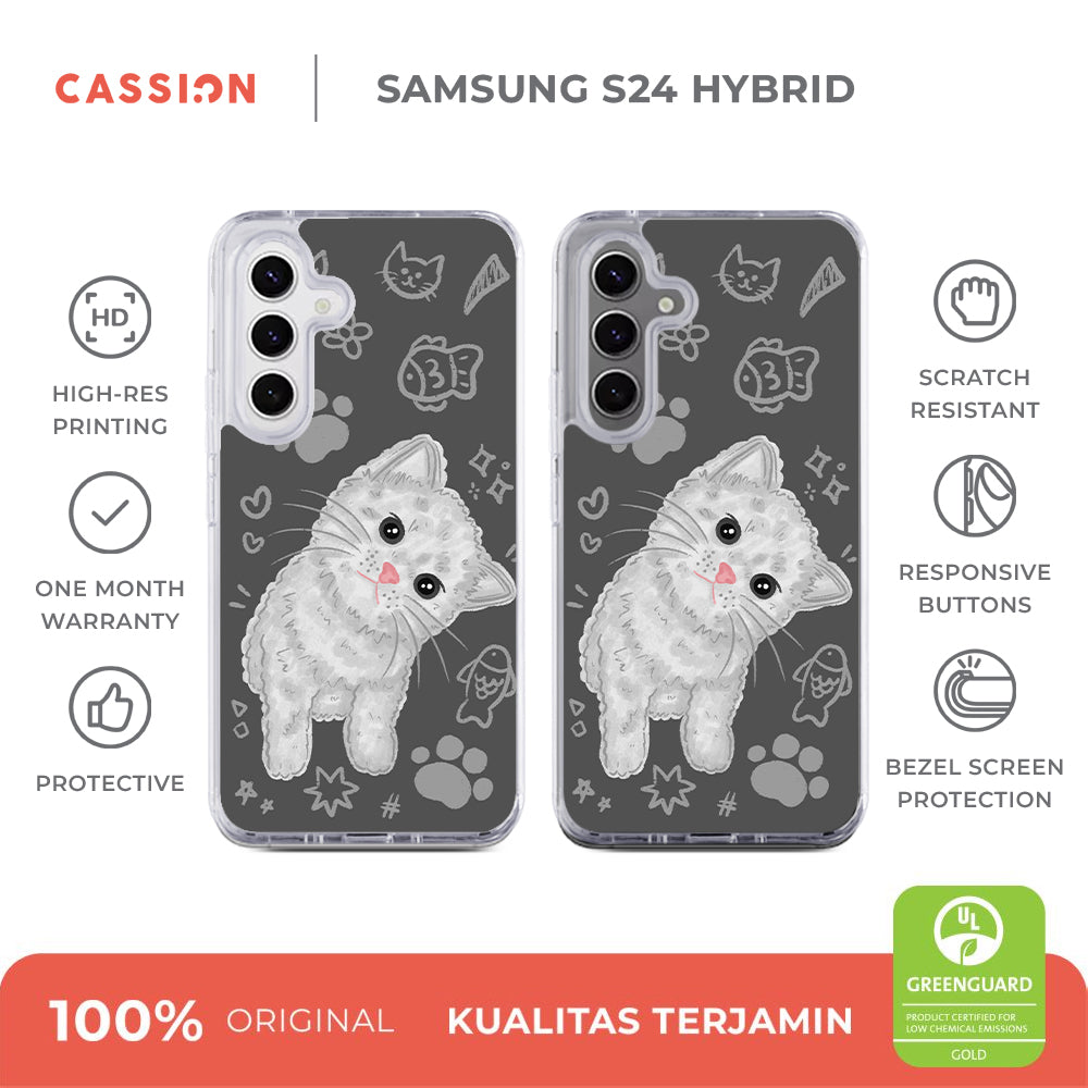 White Kitten Hybrid Crystal Case - Samsung S24 Ultra