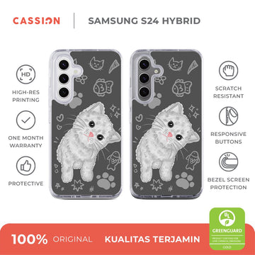 White Kitten Hybrid Crystal Case - Samsung S24 Ultra