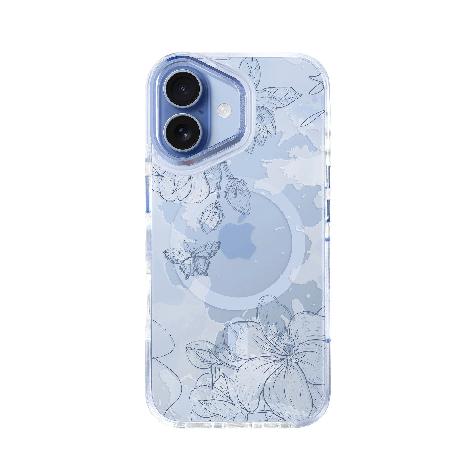 Hybrid Aura Crystal for iPhone Blue Line Art Flowers