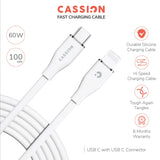 Durable Soft Silicone Fast Charging Cable C to C 60W C to Lightning 27W