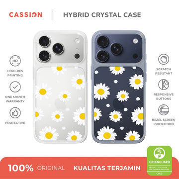 White Daisies Hybrid Crystal Case - iPhone 17 Pro