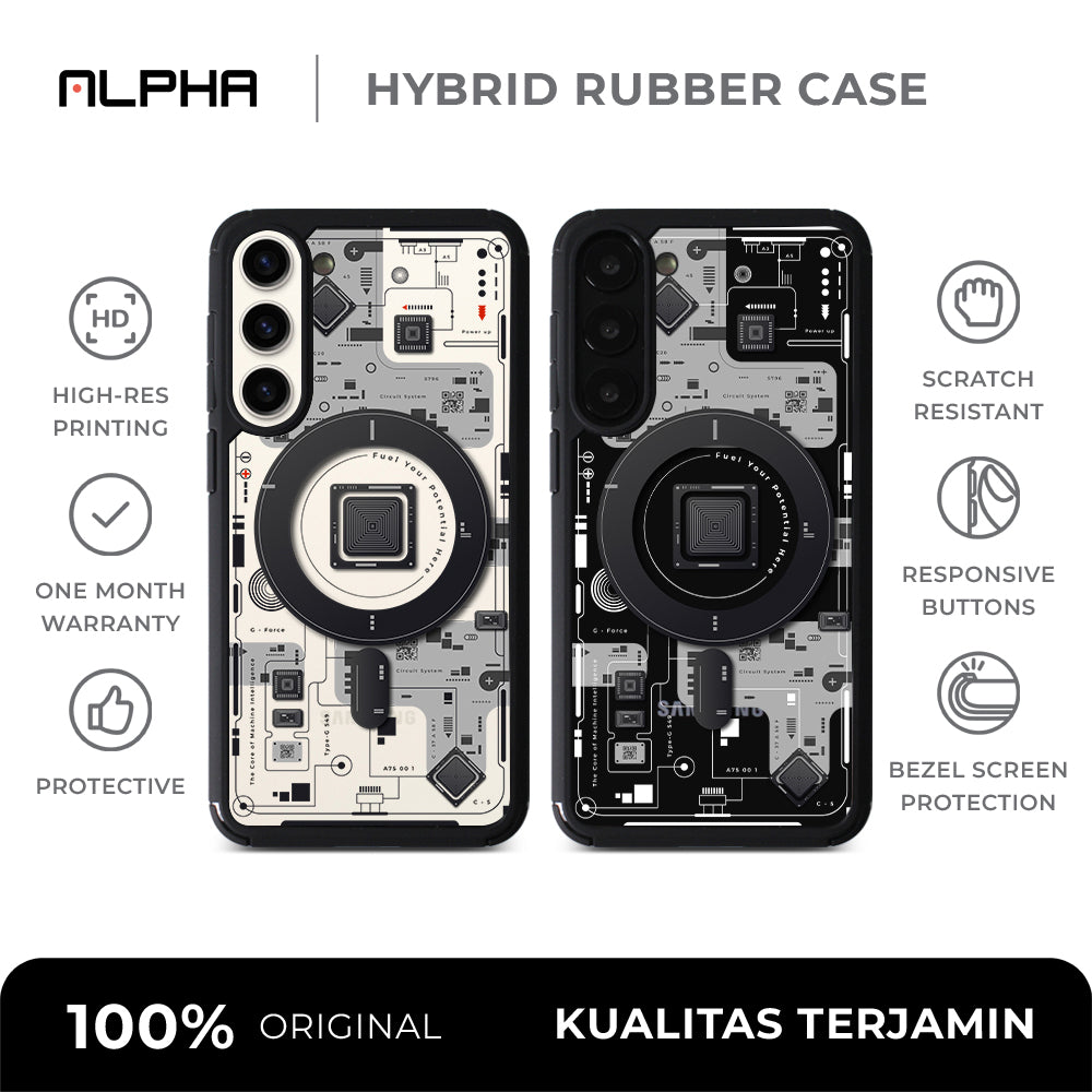 Internal Circuit Magsafe Case Hybrid Rubber Case V5 - Samsung S24 FE / Magsafe / Black