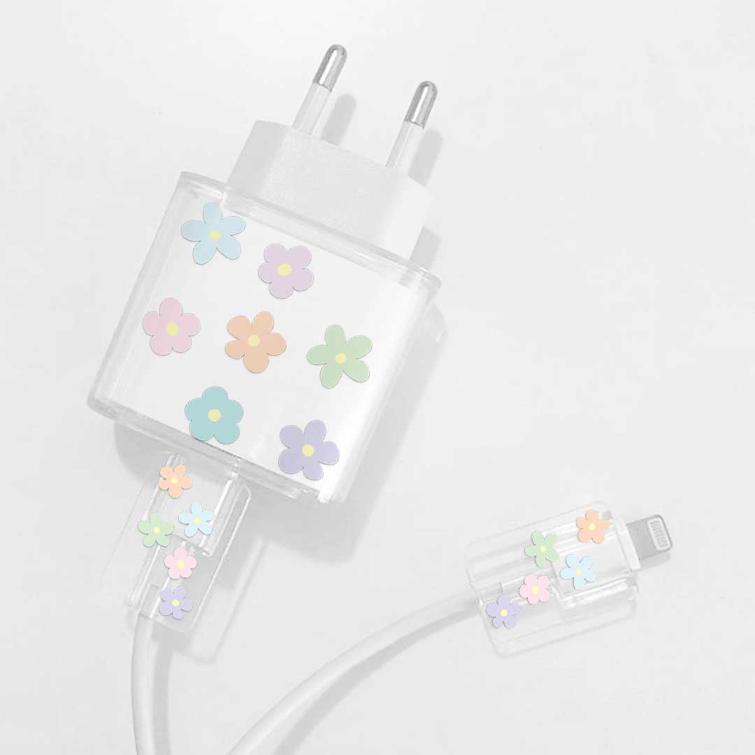 Baby Flowers Charger Case & Cable Protector iPhone Charger Case Kit 18W 20W - Cable Protector