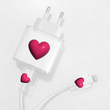 Magenta Heart Charger Case & Cable Protector