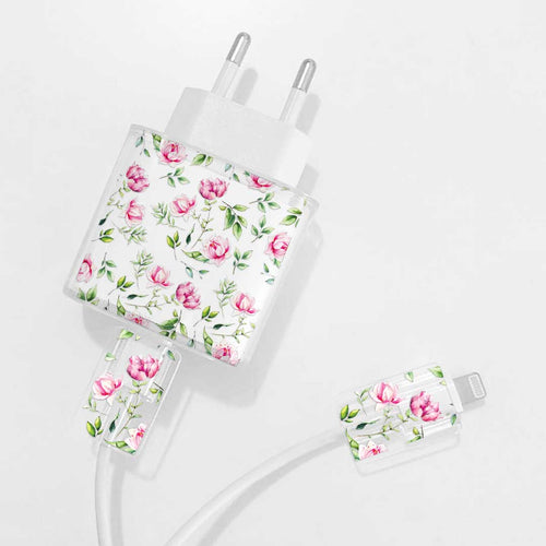 Pink Garden Charger Case & Cable Protector
