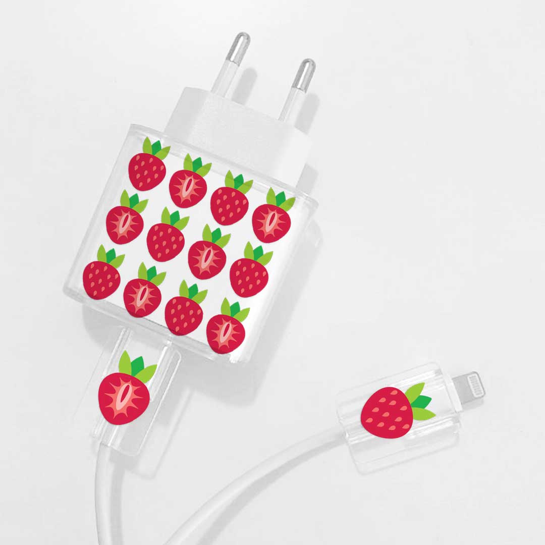 Strawberry in Line Charger Case & Cable Protector