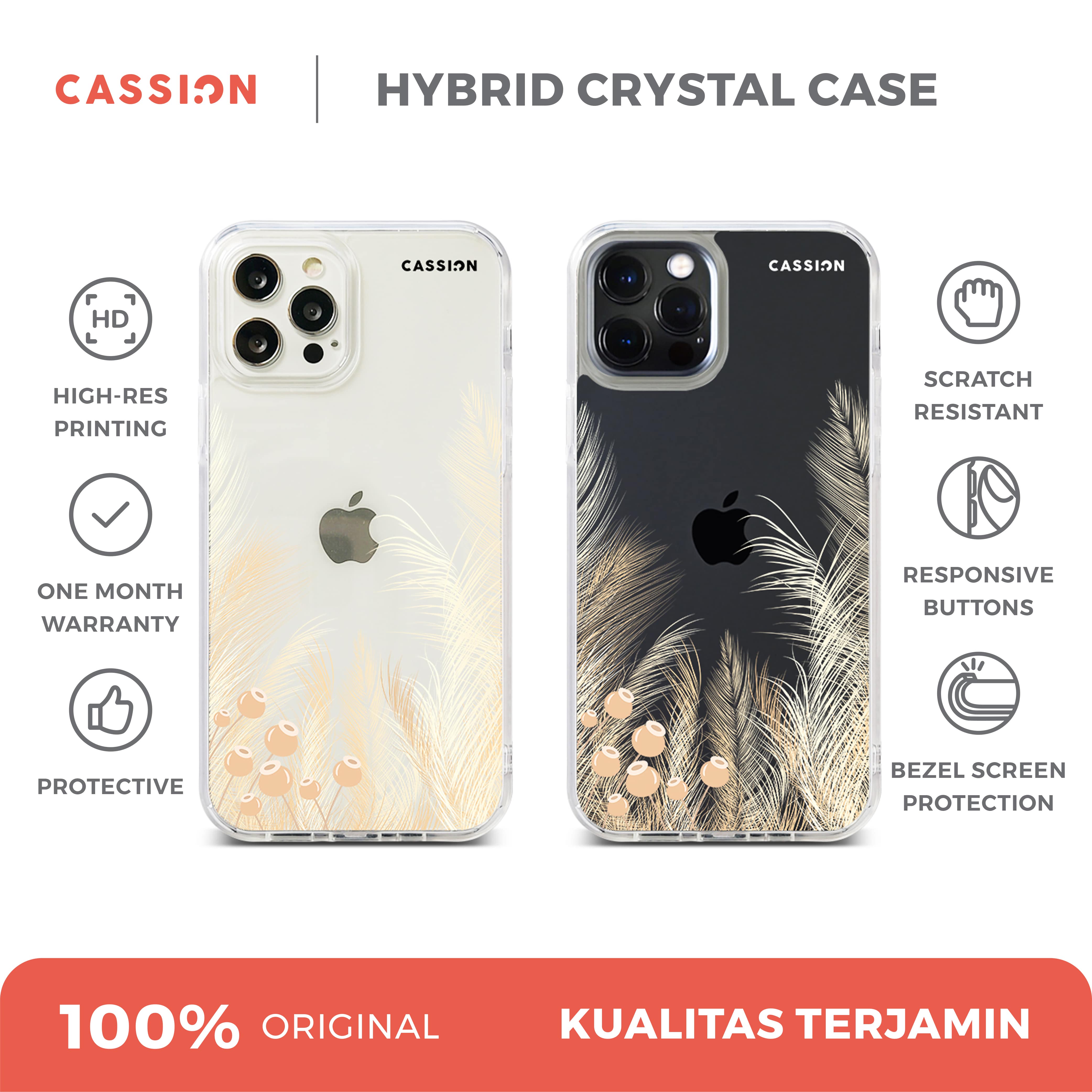 White Dried Pampas Hybrid Crystal Case - iPhone 13 Mini