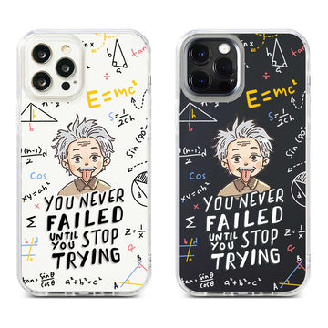 [Ready] Cassion Quotes By Albert Einstein Transparent Background for iPhone Hybrid Crystal Case iPhone 15 Plus