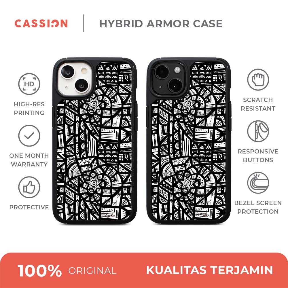 [Ready] Cassion AstraBlack Doodle Art by MSH for iPhone Hybrid Crystal Case iPhone 15 Pro Max