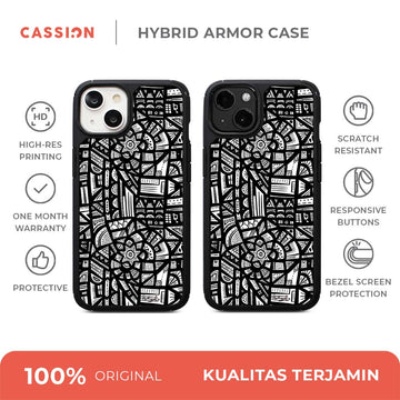 [Ready] Cassion AstraBlack Doodle Art by MSH for iPhone Hybrid Crystal Case iPhone 15 Pro Max