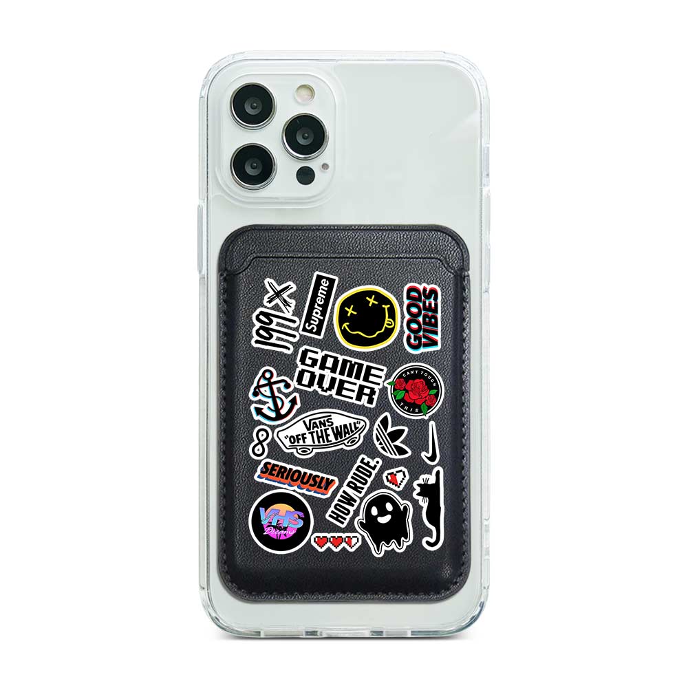 Black Sticker Pack Magnetic Pocket Wallet