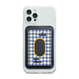 Blue And Yellow Diamond With Oval Magnetic Wallet Pocket