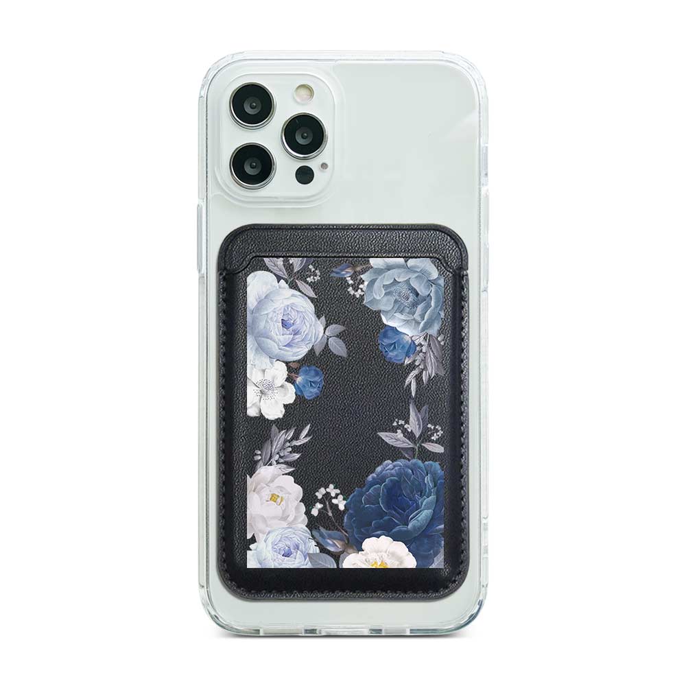Blue Floral Magnetic Pocket Wallet
