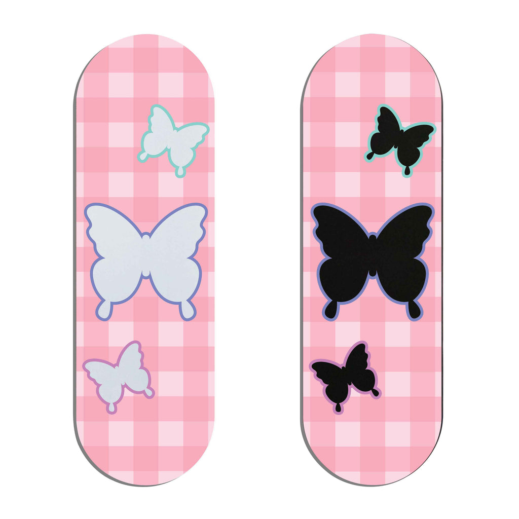 Butterflies With Pink Tartan Finger Grip