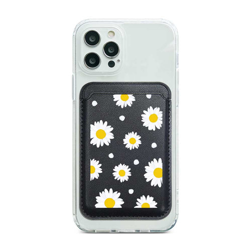 White Daisy Pattern Magnetic Pocket Wallet