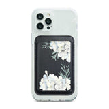 White Floral Magnetic Wallet Pocket