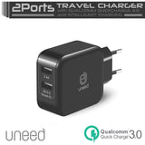 UNEED Dual USB Smart Wall Charger Qualcomm Quick Charge 3.0